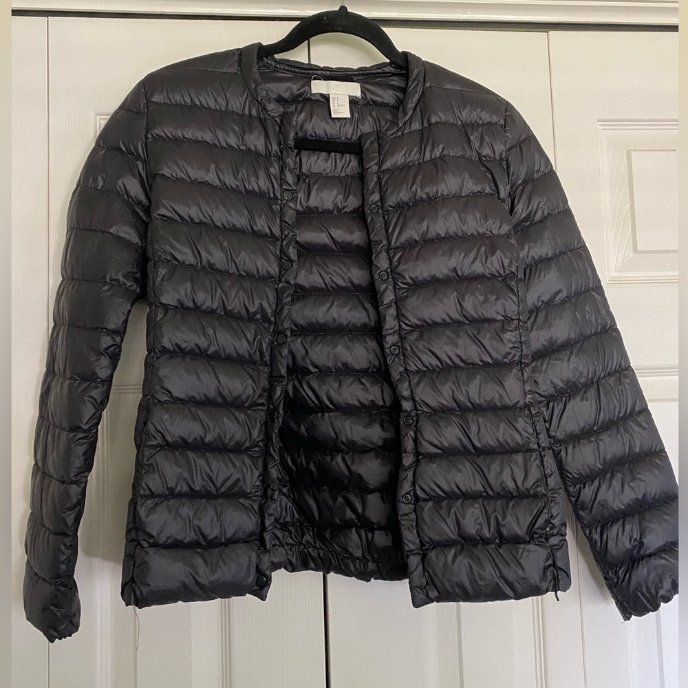 H&M Black Bomber Puffer Jacket Size 4